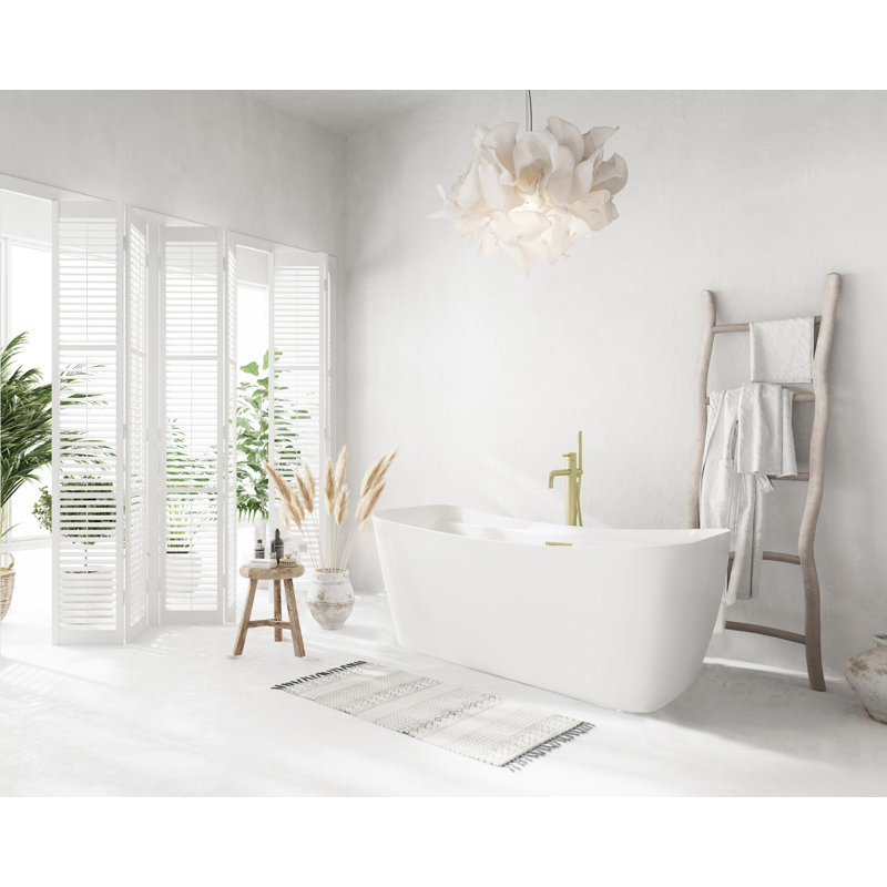 Dezra 59'' x 30.7'' Soaking Bathtub, Brushed Gold