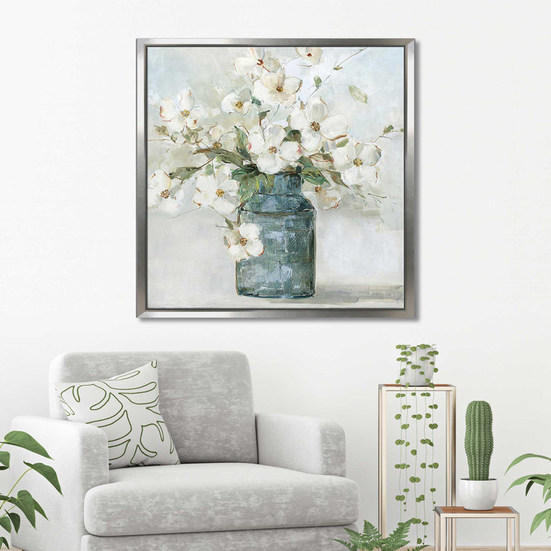«Cottage Charmer I» par Sally Swatland, Cadre flottant argent, H 21,5 po x l 21,5 po x P 2 po