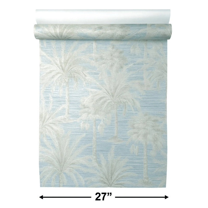 Papier peint bord de mer bleu bébé beige