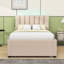 Lit plateforme tapissier simple avec lumières DEL et lit gigogne Radena-434290388