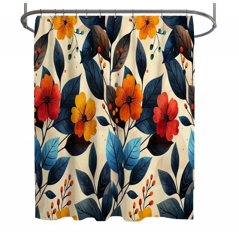 Rideau de douche Botanical - Motif de salle de bain - 13097, H 73 po x l 70 po