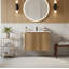 Ensemble de meuble-lavabo flottant moderne 30 po, armoire murale embossée 3D avec plateau en céramique, finition mate écologique (noyer / chêne doré)-1212693160