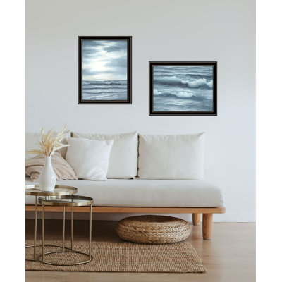 «The Ocean Blue - marée haute au coucher du soleil», art mural encadré pour le salon, reproduction d'art mural pour la décoration intérieure, art mural de la chambre à coucher par Georgia Janisse 2 - pièces