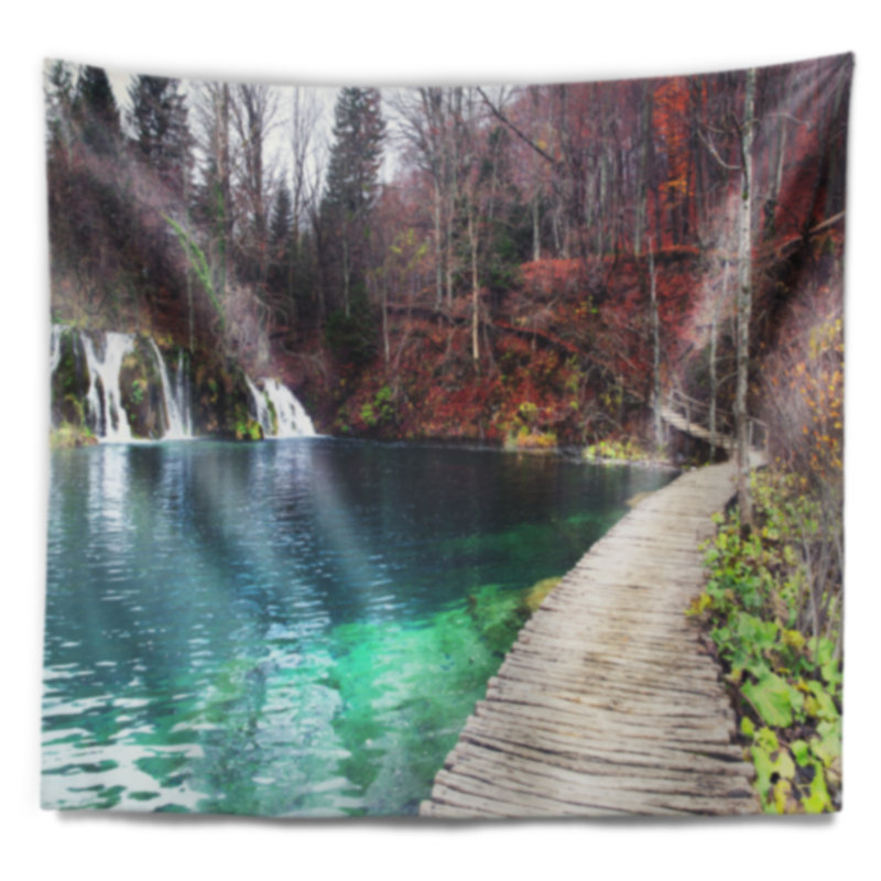 Tapisserie lark en polyester plitvice lacs avec accessoires suspendus inclus, H 32 po x l 39 po
