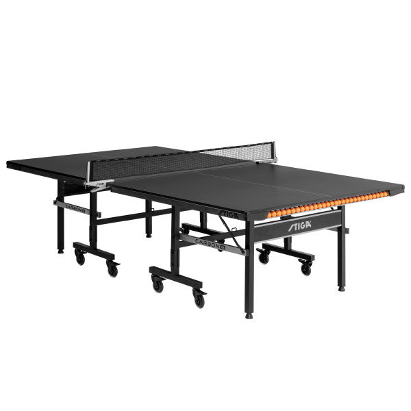 Carbon Black Folding Table Tennis Table with Net and Ball Storage