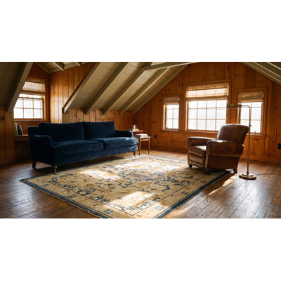 Tapis beige antique en laine Ningxia