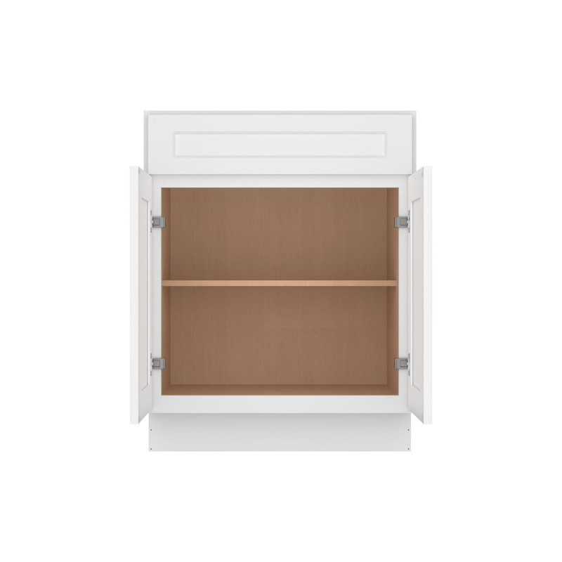 Furinno Shaker Drawer Base Kitchen Cabinet with 2-Doors, Ready to Assemble, 24 D x 27 W x 34.5 H, White, 27"