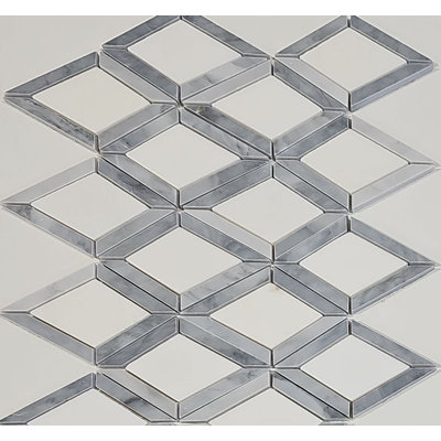 Carrara Blue Arabasque Polished Marble Mosaic Wall Tile