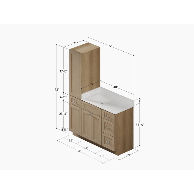Meuble-lavabo simple 54 po Disar, Chêne naturel
