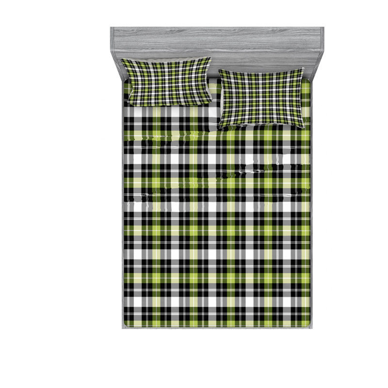 Ensemble de literie à lignes horizontales et verticales, Ensemble de drap pour grand lit avec drap-housse