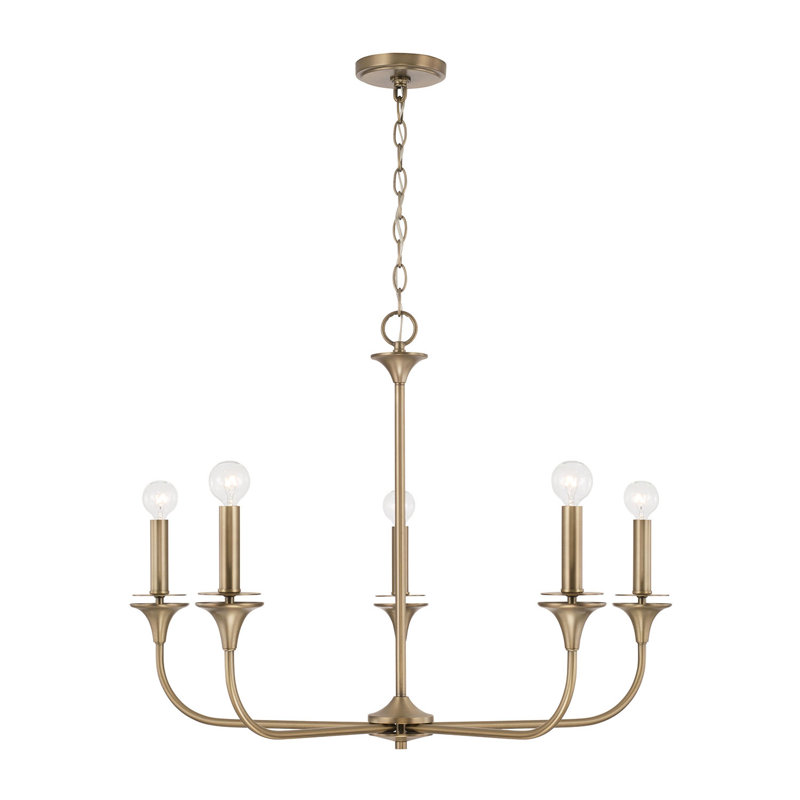 Lustre classique à 5 lumières de style bougie Kirtus, Laiton vieilli