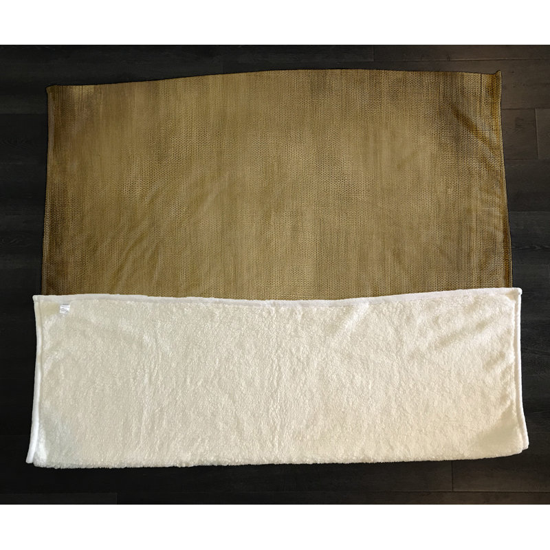 Throw Blanket, 51" W x 60" L, Tan/Brown, Striped/Solid