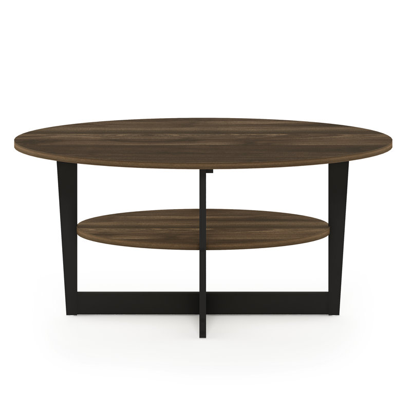 Allerton Solid Coffee Table with Storage, Columbia Walnut Top/Black Base