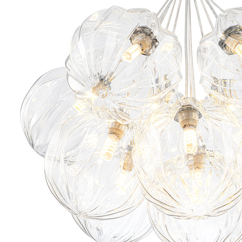 13-Light Dimmable Cluster Wavy Glass Chandelier