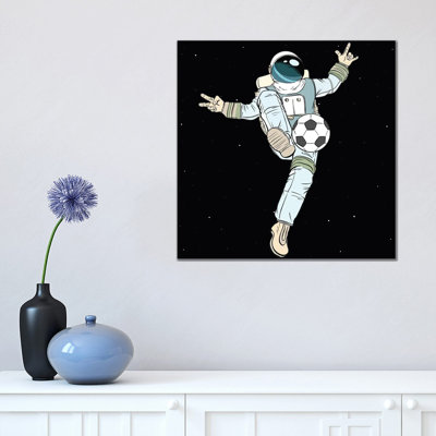 Astronaut And Football by Art Mirano - Wrapped Canvas Print
