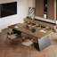 Table de conférence 86,61 "en bois massif brun italien minimaliste