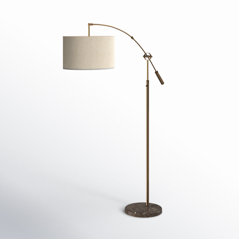 Lampe sur pied arquée 81 po Kata, Laiton antique, Crème
