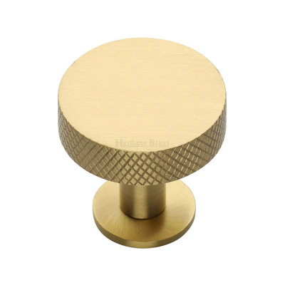Heritage Brass Cabinet Knob Knurled Disc Design with Rose
