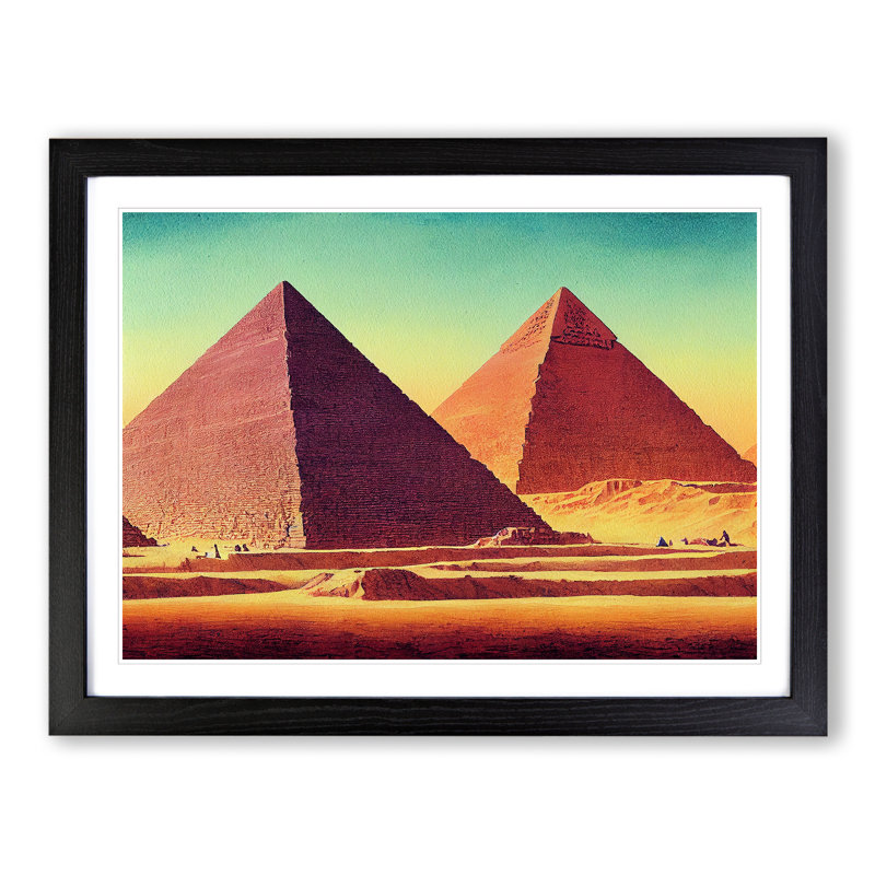 XH1022-7247X Pyramids In The Desert - Single Picture Frame Print, 46cm H x 64cm W, Black