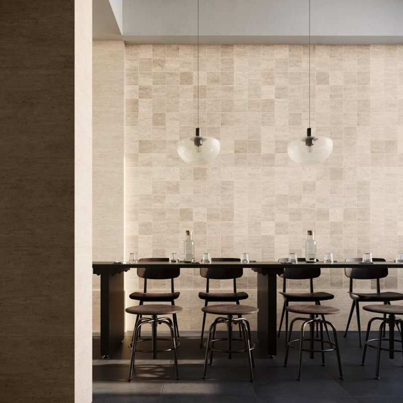 Travertine 18x36 Vein Cut Filled Honed Tile, Ivory Honed