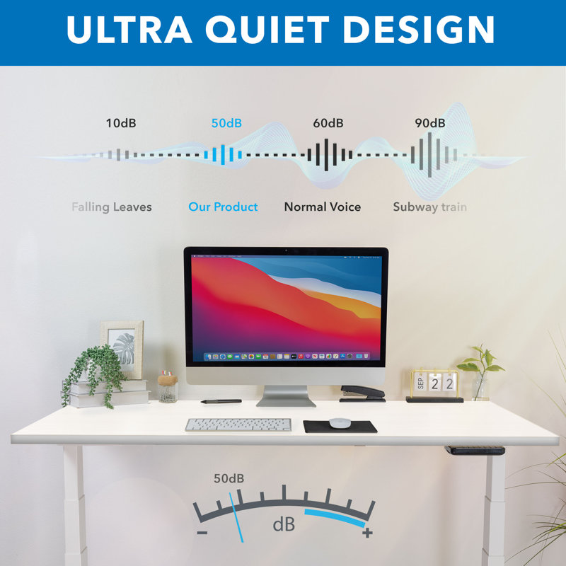 Mount-It Ultimate Dual Motor Electric Standing Desk with 48" Tabletop, White/White, 51.4" H x 47.5" W x 29.5" D