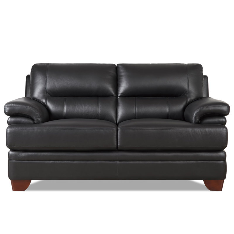 Ridhay 66'' Leather Loveseat, Black