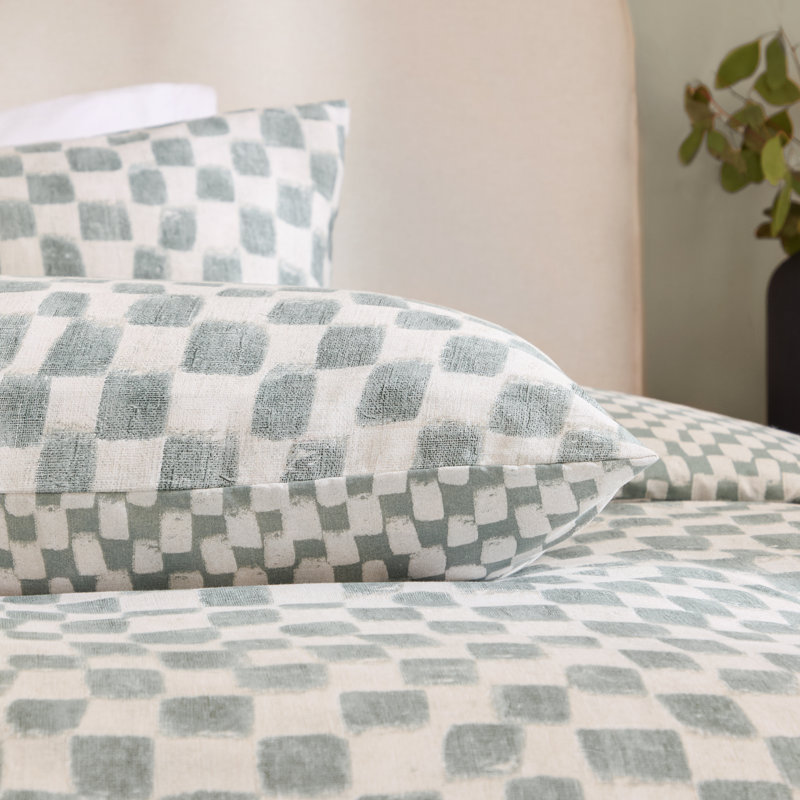 Nyhavn Chequered Duvet Cover Set with Pillowcases Included, King Duvet Cover + 2 Standard Pillowcases, Blue
