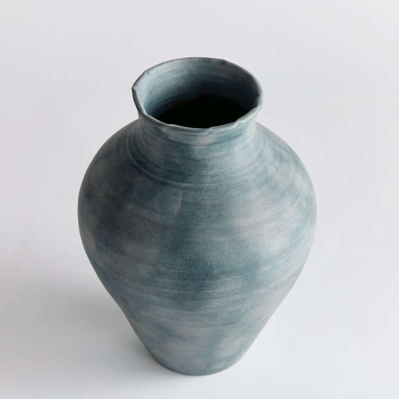 Ambretta Handmade Terracotta Table Vase, 16.75" H x 12" W x 12" D, Blue