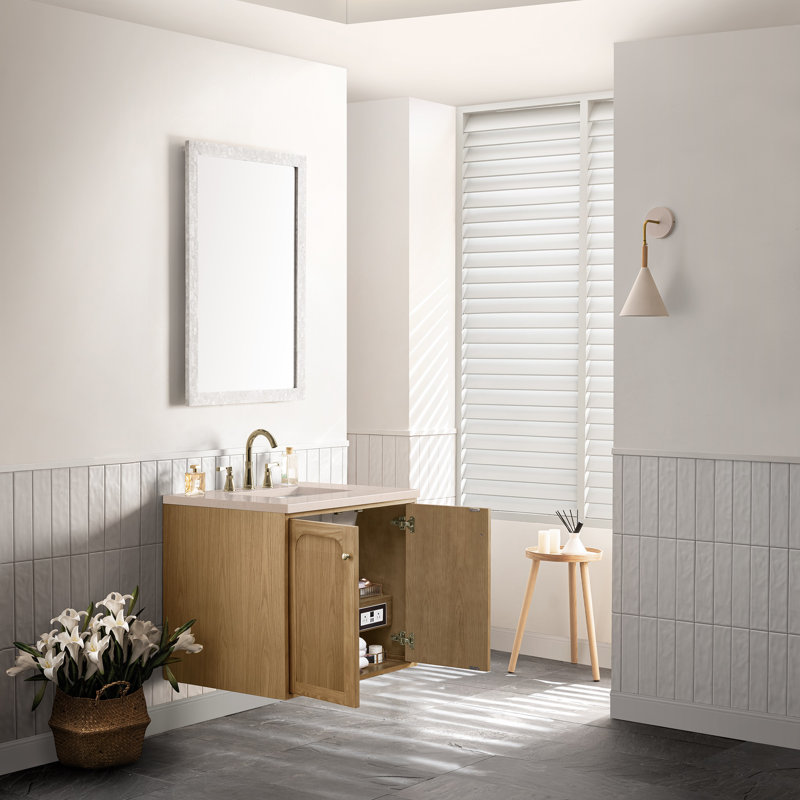 Laurent 30'' W Single Vanity, Victorian Silver, 8" Widespread, Light Natural Oak