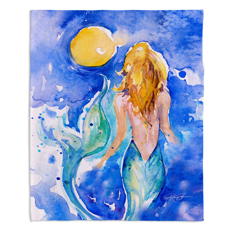 Couverture en sherpa doux de sirène lune voeu, l 68 po x L 80 po