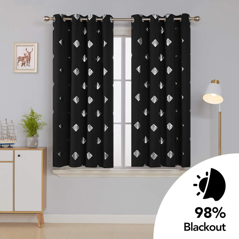 Blackout Curtain Pair, Black, 140cm Wide x 180cm Drop