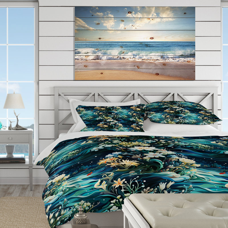 Ensemble de housse de couette Oceanic Dreamscape, Housse de couette pour très grand lit et 2 très