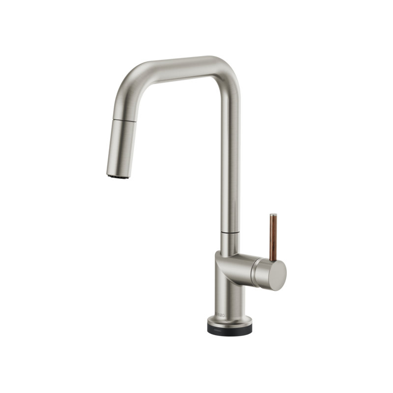 Odin® SmartTouch® Pull-Down Faucet with Square Spout, Wood Lever, Stainless