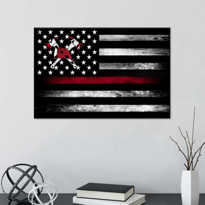 Firefighter American Flag Canvas Print