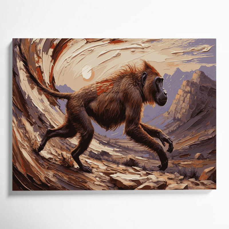 Faune gélifiée sur toile, art mural brun, H 11 po x l 14 po