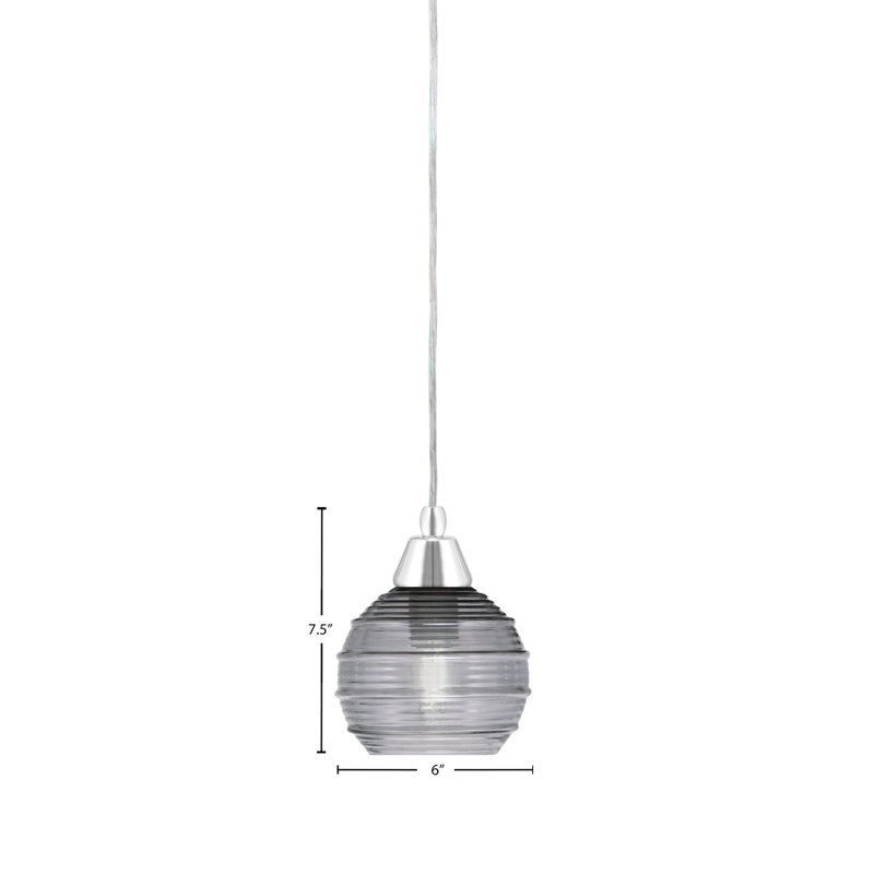 Luminaire suspendu à 1 lumière Any, Fumée, Noir / transparent, Chrome