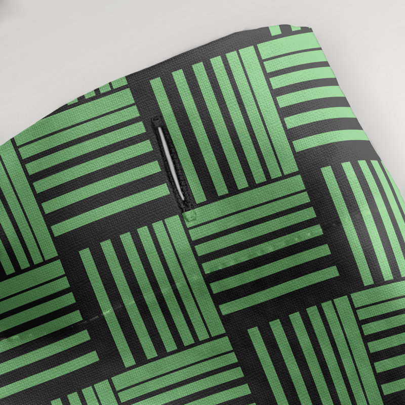 Rideau de douche simple basketweave rayures classic, Vert / Noir