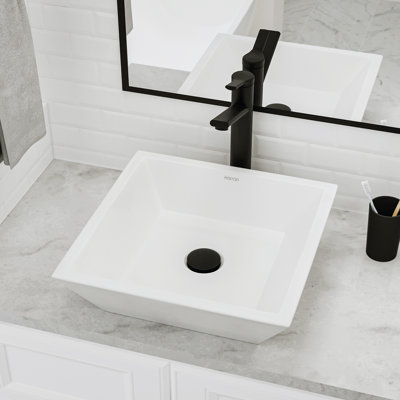 Karran Valera Lavabo de salle de bain vasque carré en porcelaine vitreuse