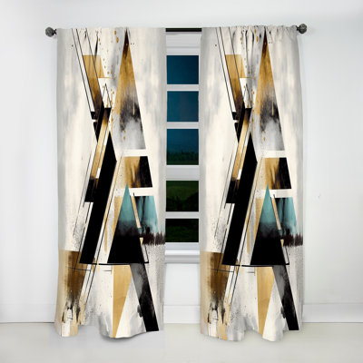 Carrow - Green Triangle Boho III - Modern Curtain - Velvet Room Darkening - 1 panel