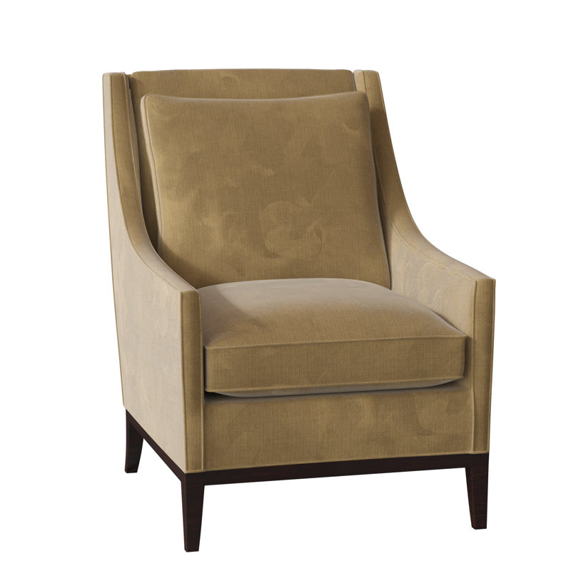 Fauteuil à housse de coussin de 37 po de large Eastside, Verge d'or Leanne, Noyer noir