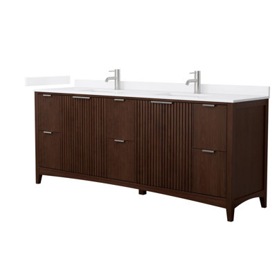 Palmilla 84" Freestanding Double Bathroom Vanity with Cultured Marble Top