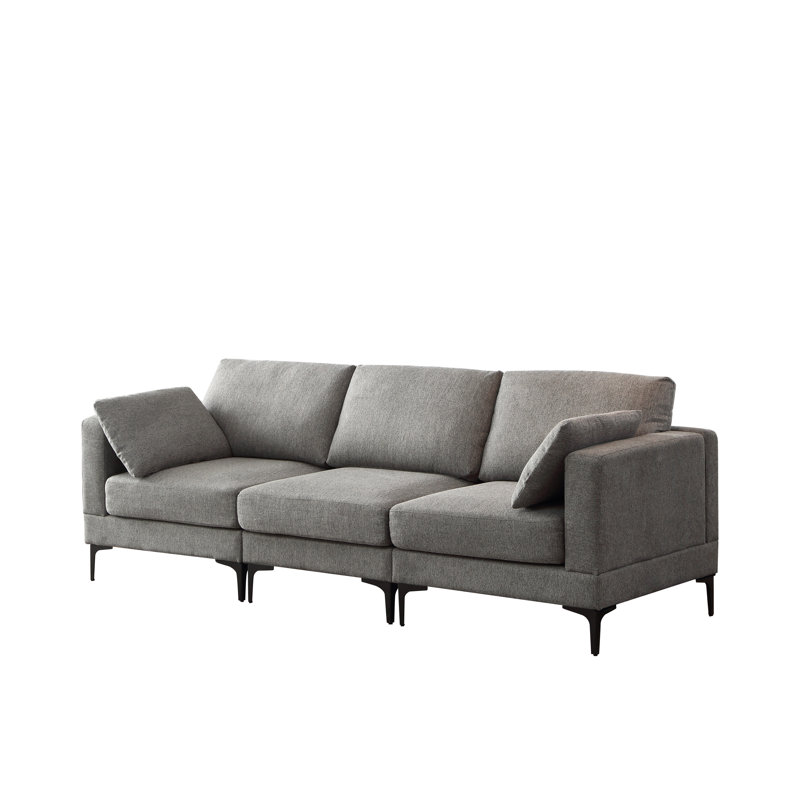 Dan 3 Seater Cotton Sofa, Deep Grey