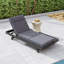 Chaise longue de patio en bois d'acacia Porter avec dossier réglable et coussin de dossier-1392073049