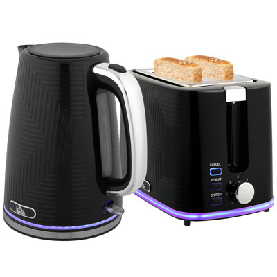 HOMCOM 3000W 1.7L Rapid Boil Kettle and 2 Slice Toaster Crumb Tray