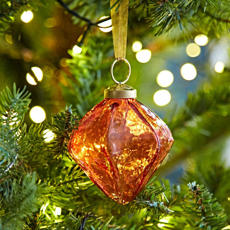 Coloured Recycled Glass Diamond Bauble, Red