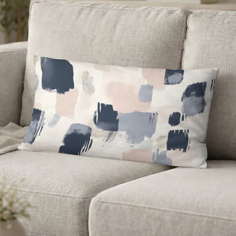 Coussin abstrait - Coussin bleu, H 12 po x l 20 po