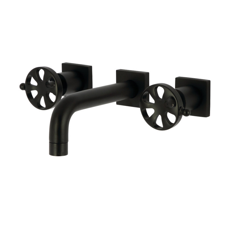 Kingston Brass Belknap Two-Handle 3-Hole Wall Mount Bathroom Faucet, Matte Black