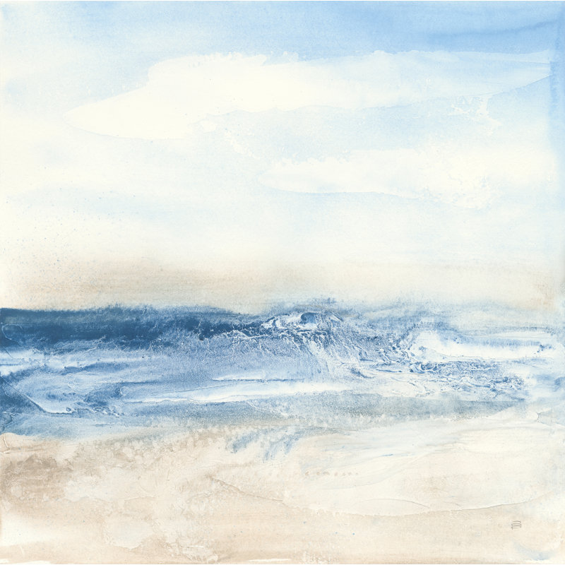 «Surf and Sand» par Chris Paschke, reproduction faite à la machine, Cadre doré simple, Non, H 30 po x l 30 po