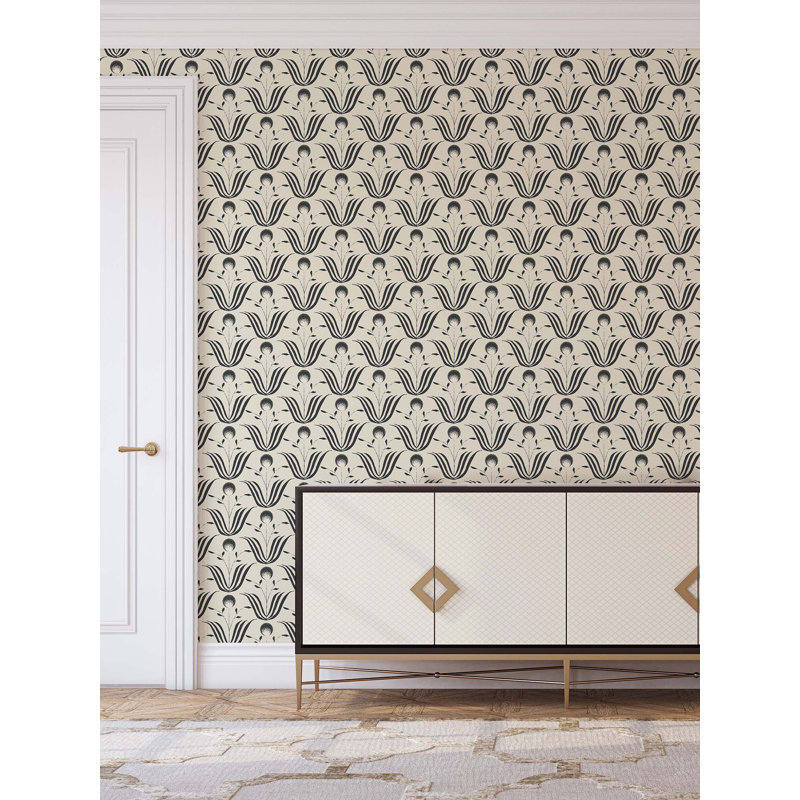 Lady Charlotte Spring Bloom 10' L x 24" W Wallpaper Tile, Sepia, Premium Paper