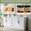 Meuble-lavabo autoportant en bois massif l 80 po x H 35 po avec comptoir en marbre de culture blanc et double lavabo en céramique, blanc-161948422-161948421
